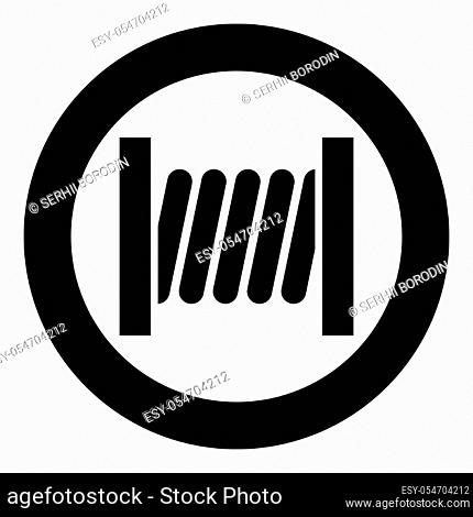Coil with wire icon black color in circle round vector illustration