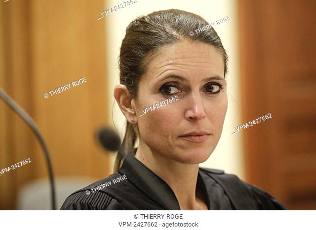 Lawyer Saskia Kerkhofs pictured during the jury constitution session for the trial of Stephanie Janssens and Davy Van Vreckem at the Assizes Court of the...