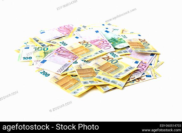 Euro banknotes. European money currency isolated on white background