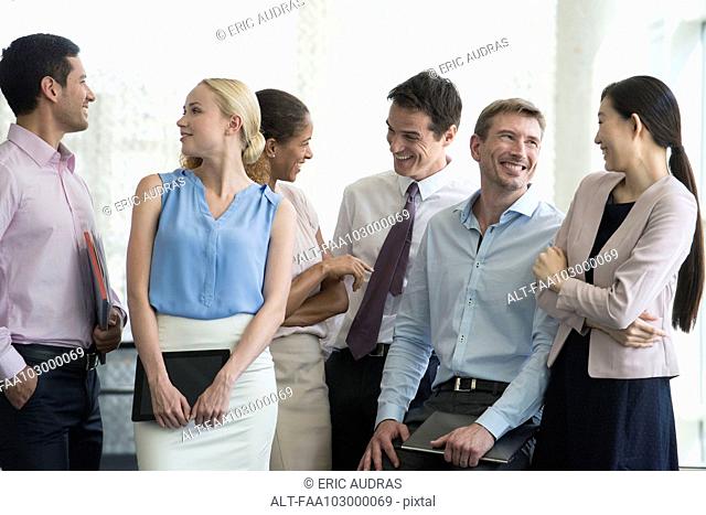 Business team having lighthearted moment together