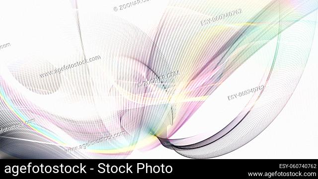 abstraktes Liniennetz in unterschiedlichen Farben und Formen. Regenbogen, Wellen, Linien, Farbe, Raum, Zeichnung, Bewegung, Kreativität, Symbol, Dynamik, Netz