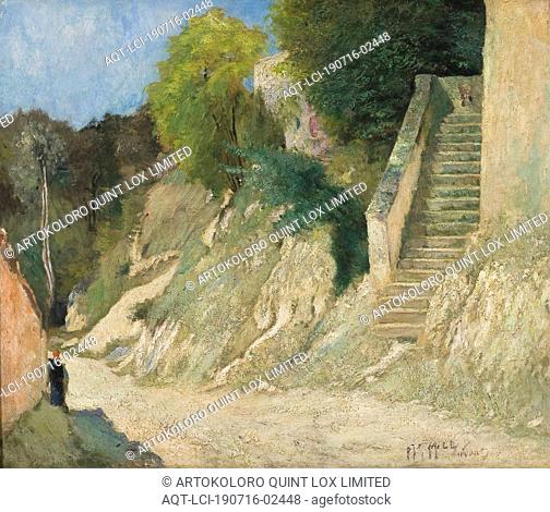 Carl Fredrik Hill, A Steep Ascent in Montigny-sur-Loing, Stairway in Montigny-sur-Loing, painting, 1876, Oil on canvas, Height, 65 cm (25