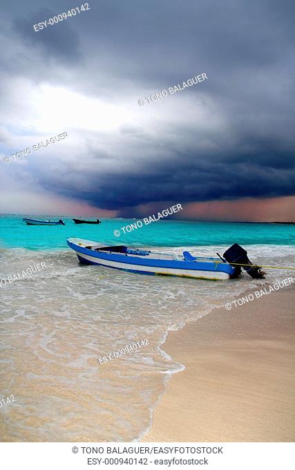 Caribbean before tropical storm hurricane beach boat dramatic scenics