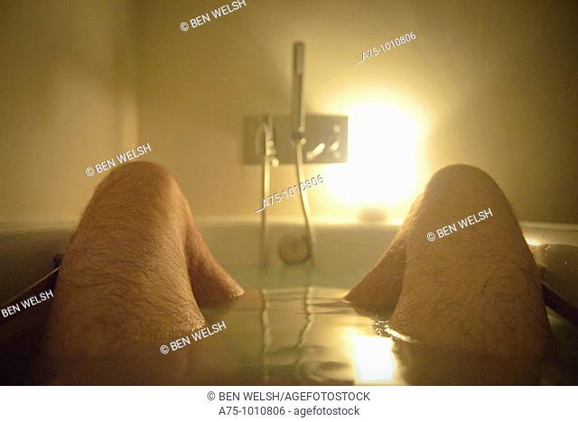 Man in bathtub