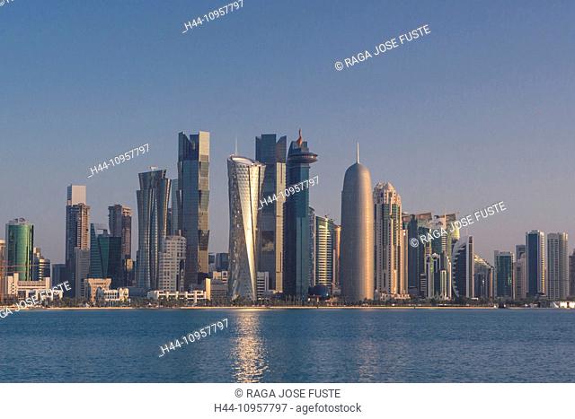 Doha, Qatar, Middle East, West bay, architecture, bay, calm, city, colourful, economy, futuristic, impressive, morning, new, skyline, touristic, travel, water