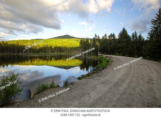 Reflection of Mount Deception in a small pond along Old Cherry Mountain Road in Carroll, New Hampshire USA during the spring months