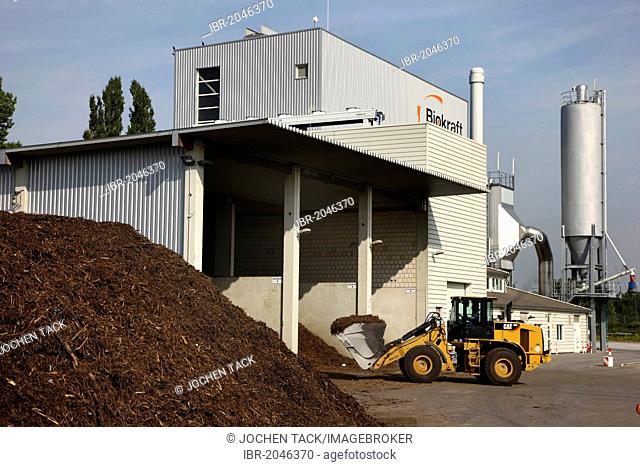 Fuel bunker, from here the wood chips are transported to the boiler of the biomass cogeneration plant, a combined heat and power plant