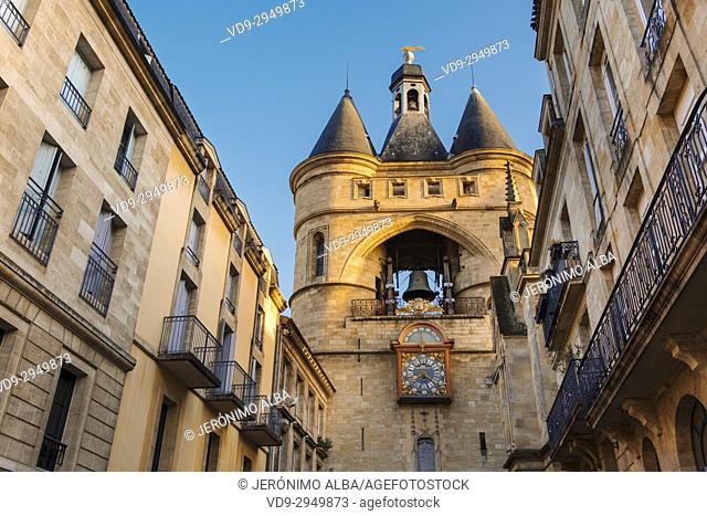 Grosse Cloche bell tower former St Eloi town gate, Bordeaux. Aquitaine Region, Gironde Department. France Europe