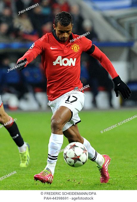 Manchester's Nani vies for the ball during the Champions League soccer match between Bayer 04 Leverkusen and Manchester United in the BayArena, Germany