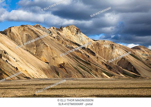 Dry mountains in rural landscape