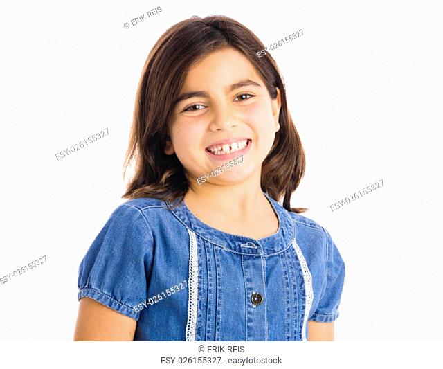 Studio portrait of a beautiful girl, isolated over white background