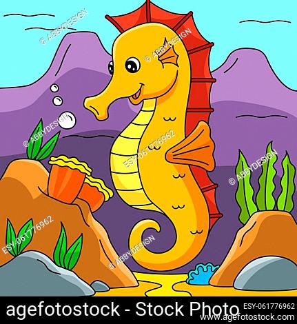 Vector illustration of cute seahorse cartoon Stock Photos and Images |  agefotostock