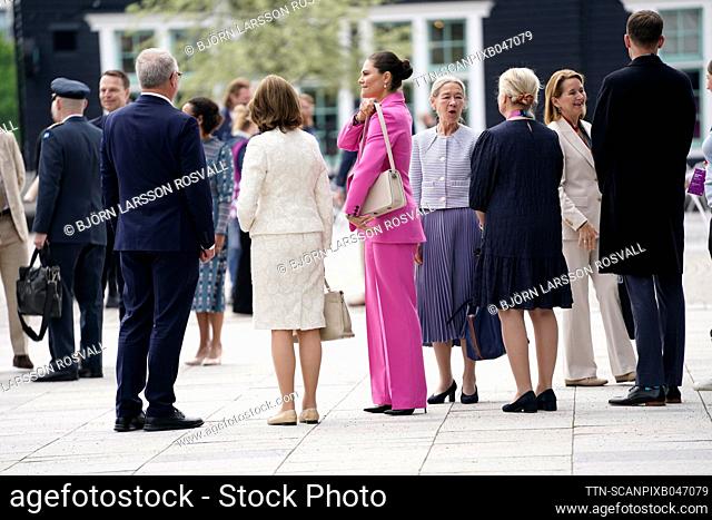 Crown Princess Victoria and Queen Silvia arrive at the inauguration of H22 City Expo in Helsingborg, Sweden, May 31, 2022
