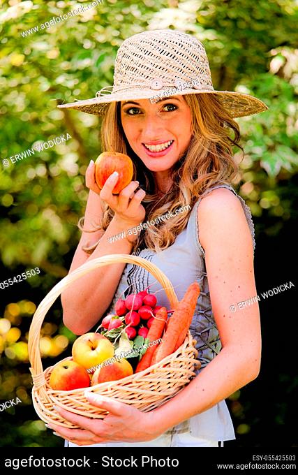 woman, harvest, gardening
