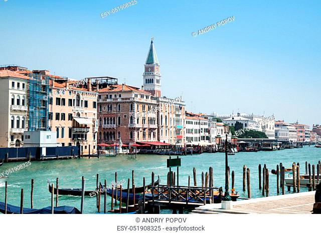 St Mark's Campanile View From Fondamenta Salute In Venice, Italy