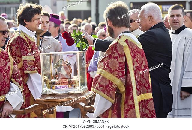 Bishop Frantisek Vaclav Lobkowicz (not pictured) served a Mass at the Saint Wenceslas Pilgrimage on the site where the medieval Czech Duke Wenceslas was...