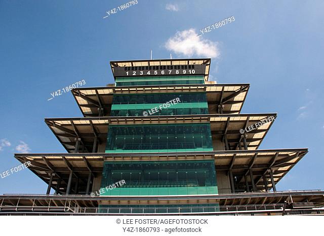 USA, Indiana, Indianapolis Motor Speedway, control tower pagoda during off season scene of the annual Indy 500 car race