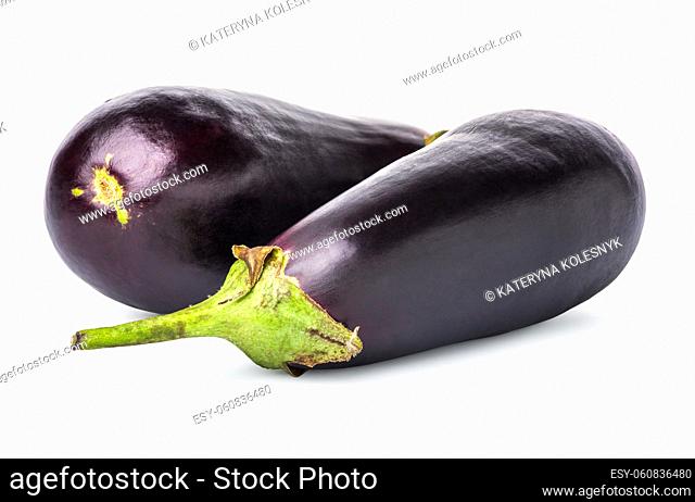 Two ripe eggplants isolated on a white background
