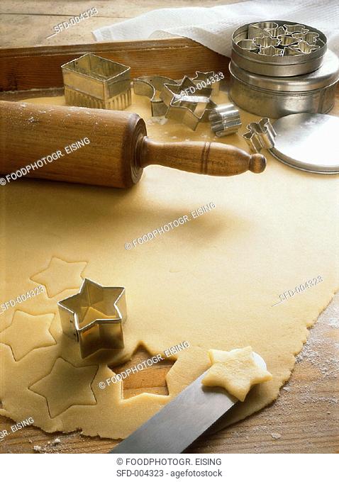 Rolled-out Dough with Stars and Star Cutter