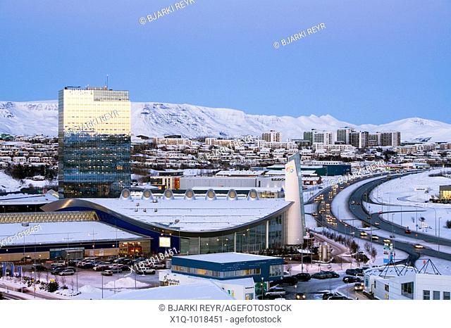 'Smaralind' shopping center and 'Turninn' office building  Kopavogur, Iceland