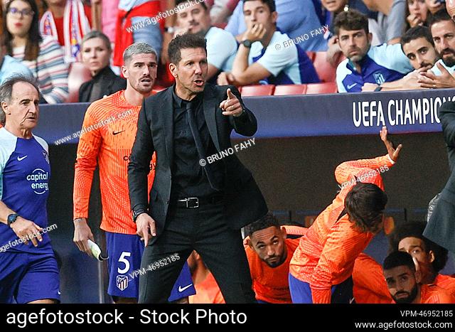 Atletico's head coach Diego Simeone pictured during a group stage soccer game between Belgian soccer team Club Brugge KV and Spanish Atletico Madrid