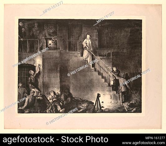 Murder of Edith Cavell. Artist: George Bellows (American, Columbus, Ohio 1882-1925 New York); Date: 1918; Medium: Lithograph; Dimensions: image: 19 x 24 3/4 in