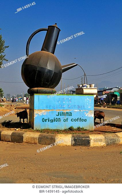 Coffee pot roundabout in Jimma, Kaffa region, Oromia, Ethiopia, Africa