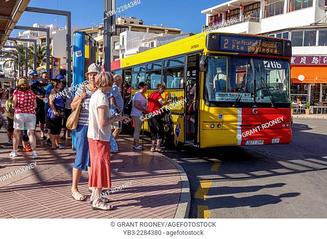 Tourists Boarding A Bus, Puerto de Pollensa, Mallorca - Spain