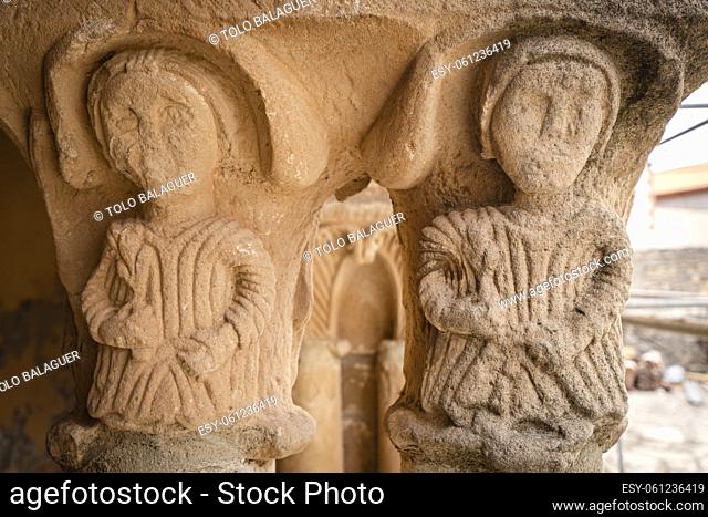 characters in talar clothes, Church of Our Lady of the Assumption, thirteenth century, Saúca, Guadalajara, Spain