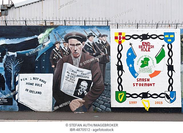 End British Rule, political graffiti on wall in West Belfast recalling the civil war between Protestants and Catholics, Belfast, County Antrim, Northern Ireland