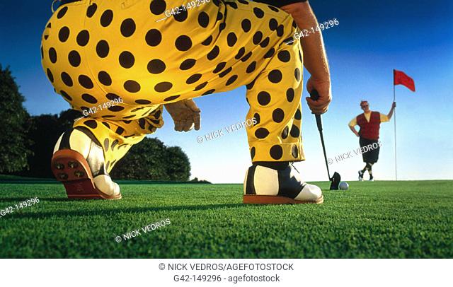 Golfer in polka dot pants