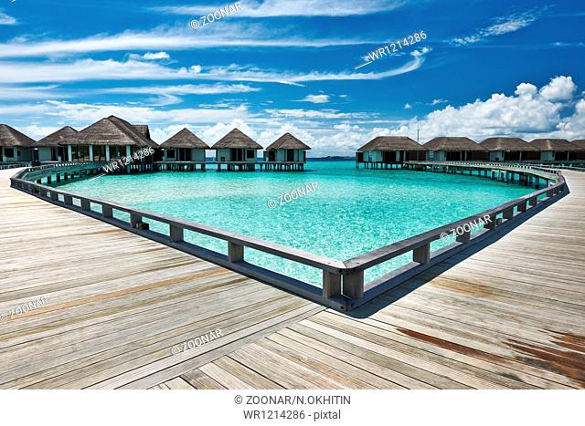 Beautiful beach with water bungalows