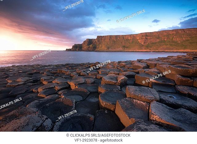 Giant's Causeway, County Antrim, Ulster region, northern Ireland, United Kingdom. Iconic basalt columns