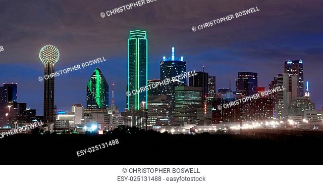 Trinity River Dallas Texas Downtown City Skyline Night Sunset