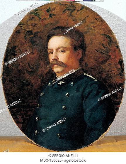Portrait of a Carabiniere, by Cosola Demetrio, 1875, 19th Century, oil on canvas. Private collection. All. Portrait of a Carabiniere bust moustache uniform...