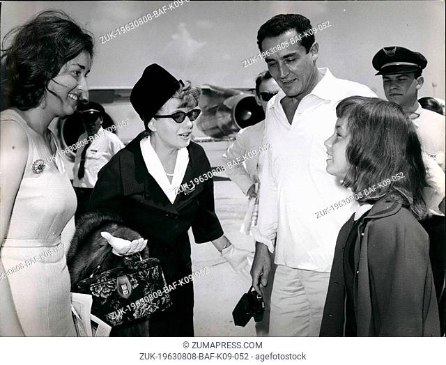 Aug. 08, 1963 - American actress Shelley Winters arrived this morning to Rome from USA; she will star opposite Claudia Cardinale in the film 'Gli indifferenti'