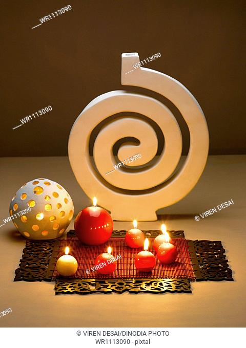 New style wax lamps decoration during diwali festival ; India