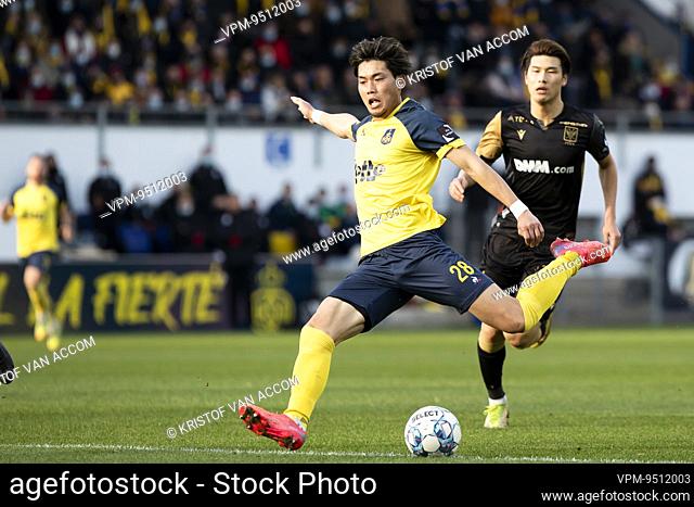 Union's Kokri Machida pictured in action during a soccer match between Royale Union Saint-Gilloise and Sint-Truidense VV, Sunday 13 February 2022 in Brussels