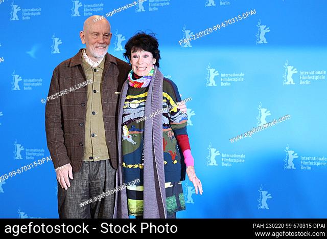 20 February 2023, Berlin: Actors John Malkovich and Geraldine Chaplin arrive for the photocall of the film ""Seneca - On the Creation of Earthquakes"" at the...
