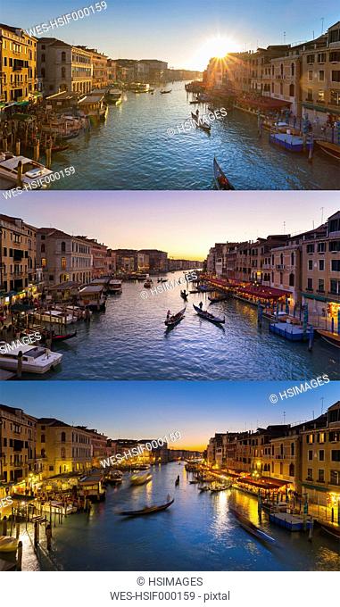 Italy, Venice, View of Grand Canal at dusk