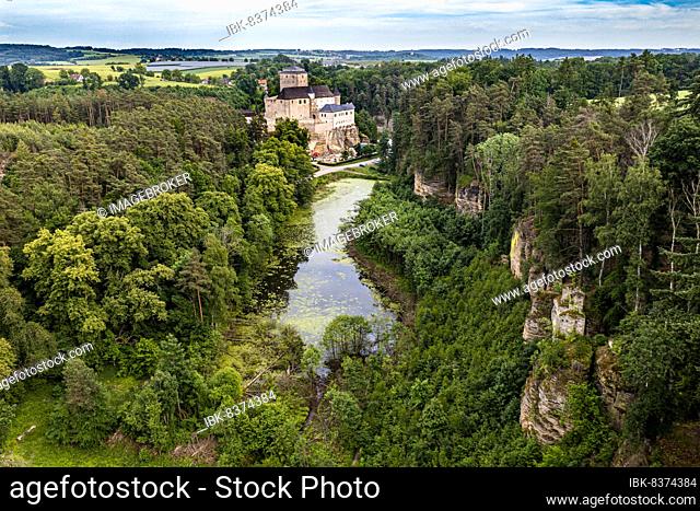 Aerial of Kost castle, Bohemian paradise, Czech Republic, Europe