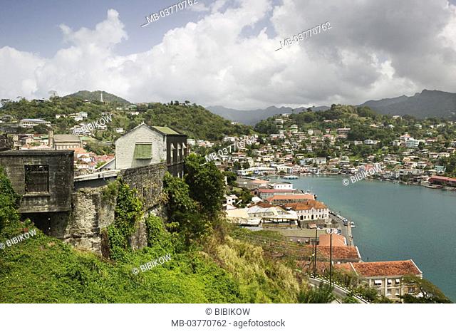 Grenada, St. George's, view at the city,  Fort George, detail, gaze, harbor,  Caribbean, West Indian islands, little one Antilles, islands over the wind, island