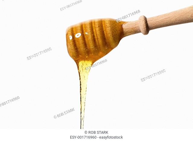 honey falling from a honey dipper