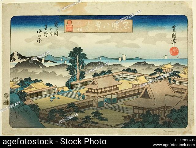 Evening Bell at Kamakura, View of the Mountains of Awa Province from Tsurugaoka (Ka .., c. 1833/34. Creator: Utagawa Toyokuni II