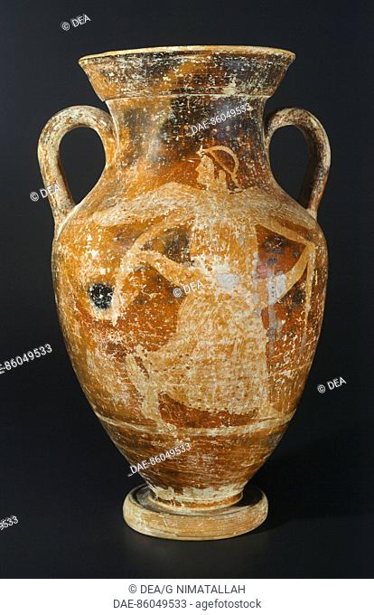 Amphora. Red-figure pottery from Vulci (Lazio). Etruscan Civilisation, 5th Century BC.  Rome, Museo Nazionale Etrusco Di Villa Giulia (Villa Giulia National...