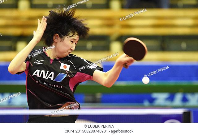 Hina Hayata of Japan during the ITTF World Tour tournament in Olomouc, Czech Republic, August 28, 2015. (CTK Photo/Ludek Perina)