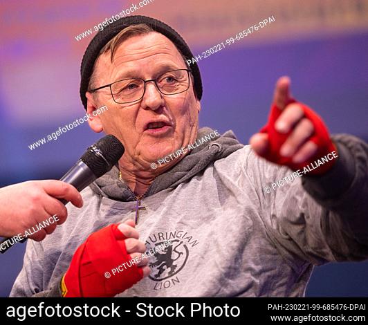 21 February 2023, Thuringia, Suhl: Bodo Ramelow (Left), Prime Minister of Thuringia, appears at the ""Political Ash Wednesday in Suhl"" at the Congress Centrum...