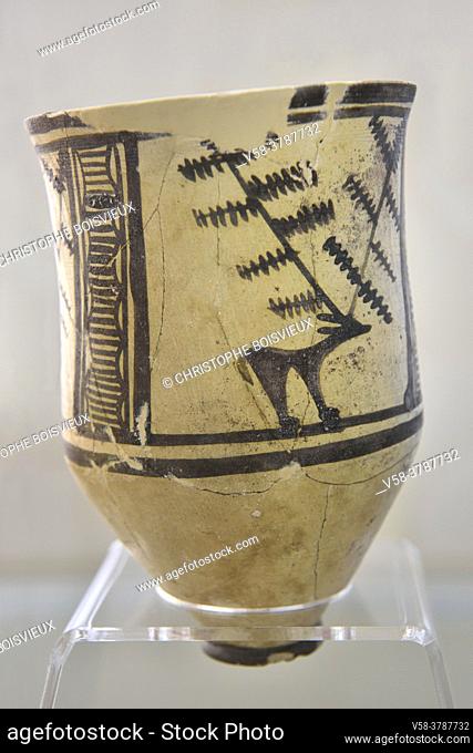 Iran, Tehran, National Museum, Pottery beaker (3750-3350 BC)