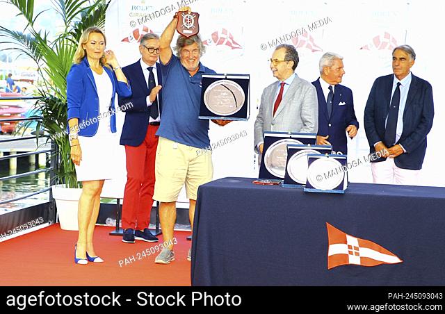 Sanremo, Italy - June 15, 2021: Rolex Giraglia 2021 Prizegiving Ceremony at the Yacht Club Sanremo. Sailing, Yachting, Yachts, Yacht, Boat, YCI, Italiano