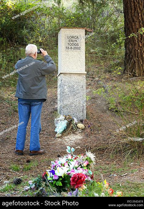 Memorial to internationally famous Spanish poet and playwright Federico Garcia Lorca at the Barranca de Viznar, Granada Province, Spain